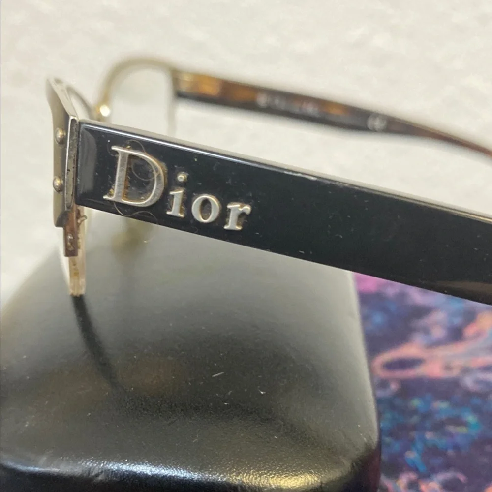 Dior Black and Gold Semi-Rimless Glasses